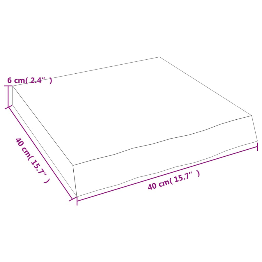Wandschap 40x40x(2-6) cm onbehandeld massief eikenhout 40 x 40 x 6 cm