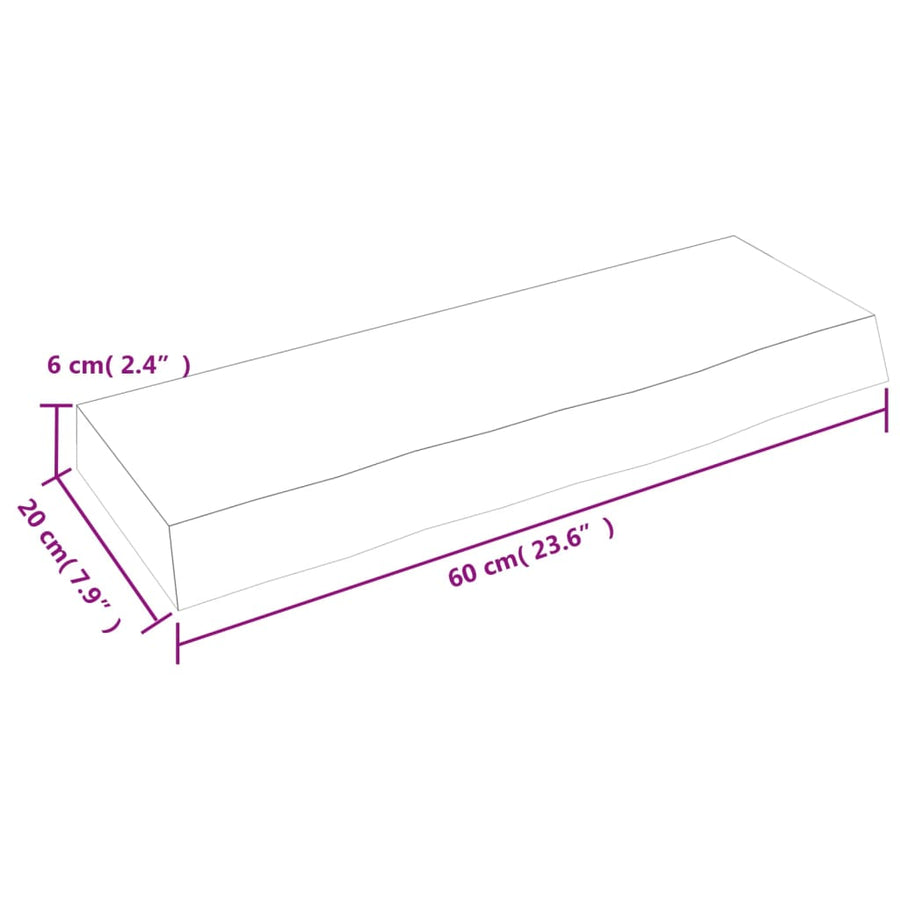 Wandschap 60x20x6 cm onbehandeld massief eikenhout 60 x 20 x 6 cm