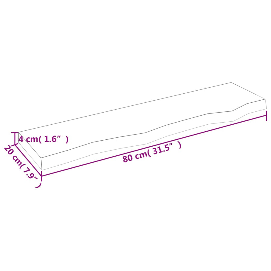 Wandschap 80x20x4 cm onbehandeld massief eikenhout 80 x 20 x 4 cm