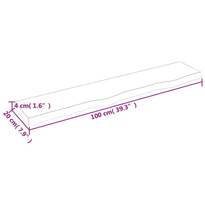Wandschap 100x20x4 cm onbehandeld massief eikenhout 100 x 20 x 4 cm