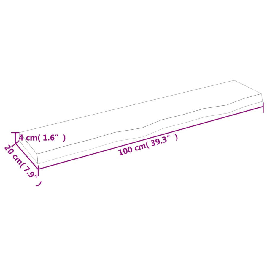 Wandschap 100x20x4 cm onbehandeld massief eikenhout 100 x 20 x 4 cm