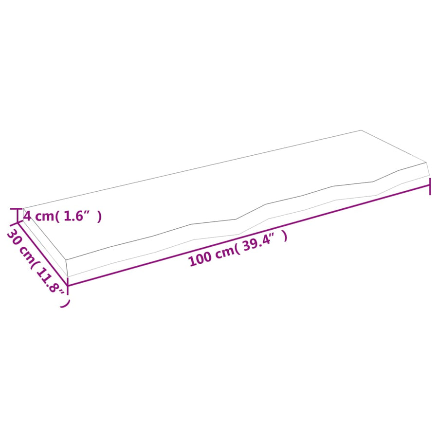 Wandschap 100x30x(2-4) cm onbehandeld massief eikenhout 100 x 30 x 4 cm