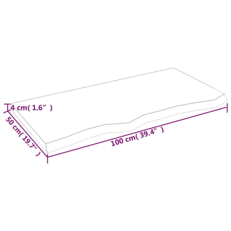 Wandschap 100x50x(2-4) cm onbehandeld massief eikenhout 100 x 50 x 4 cm