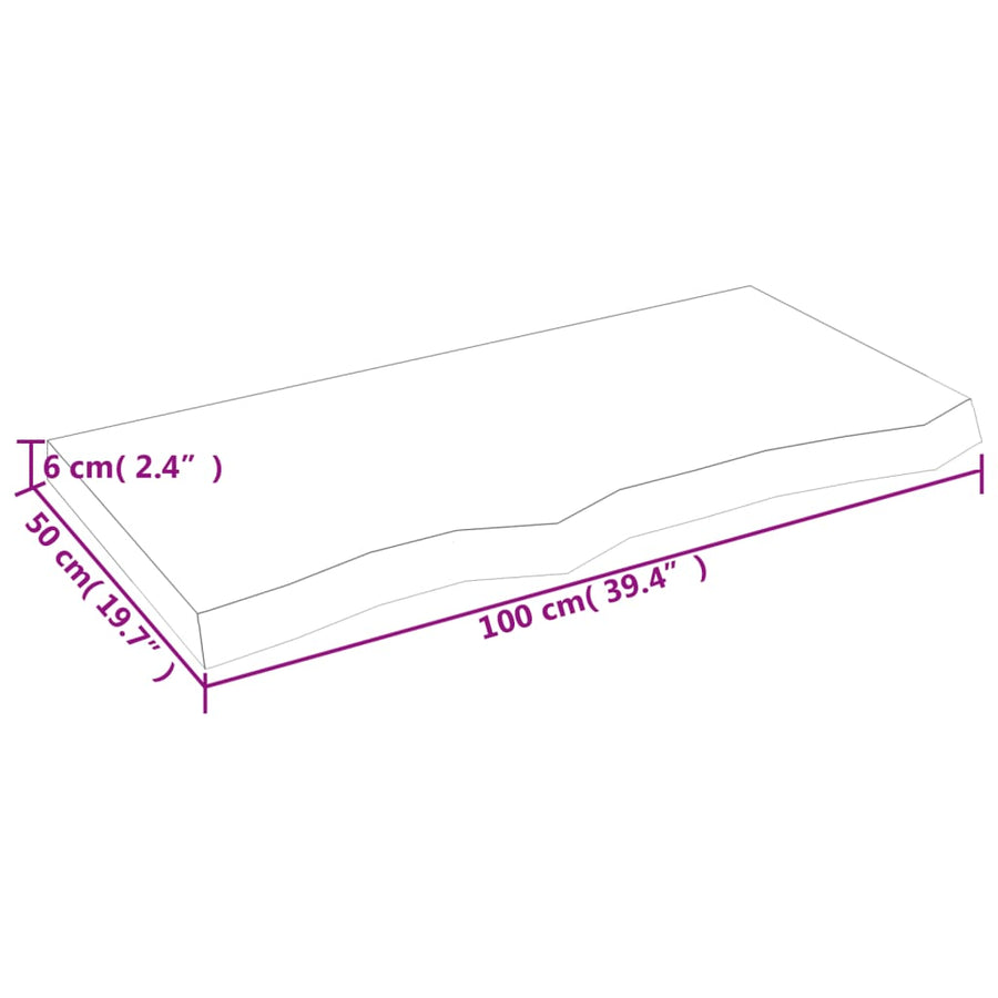 Wandschap 100x50x(2-6) cm onbehandeld massief eikenhout 100 x 50 x 6 cm