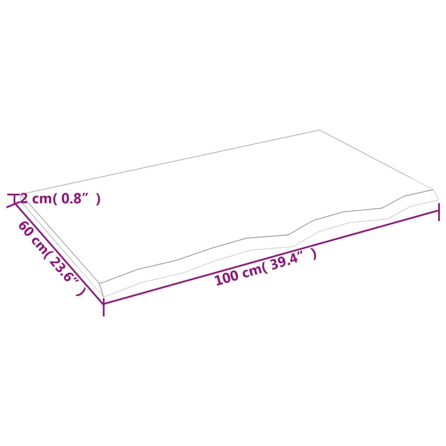 Wandschap 100x60x2 cm onbehandeld massief eikenhout 100 x 60 x 2 cm