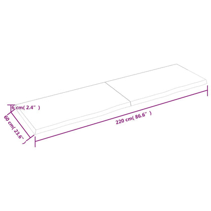 Wandschap 220x60x(2-6) cm onbehandeld massief eikenhout 220 x 60 x 6 cm