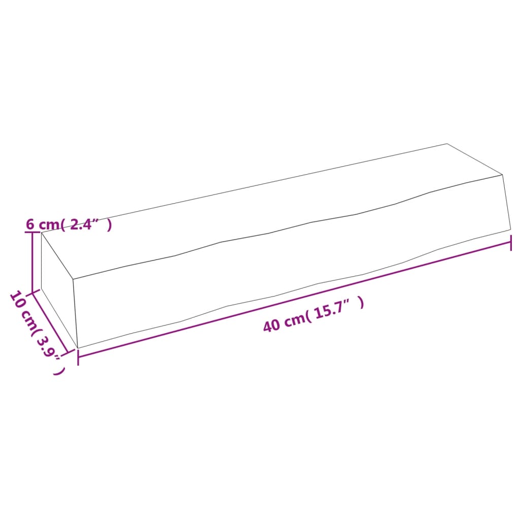 Wandschap 40x10x6 cm behandeld massief eikenhout lichtbruin 40 x 10 x 6 cm