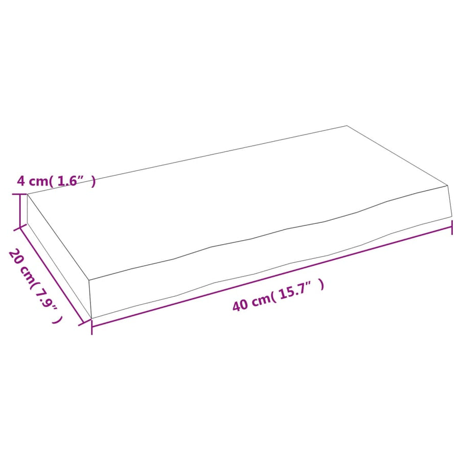 Wandschap 40x20x4 cm behandeld massief eikenhout lichtbruin 40 x 20 x 4 cm