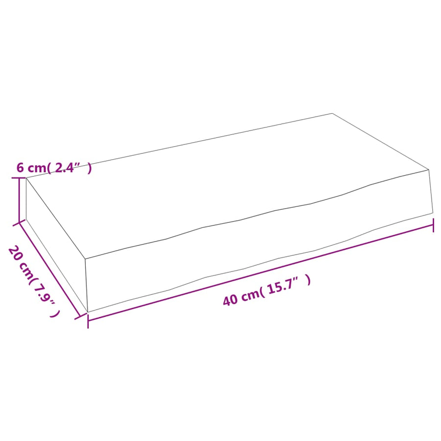 Wandschap 40x20x6 cm behandeld massief eikenhout lichtbruin 40 x 20 x 6 cm