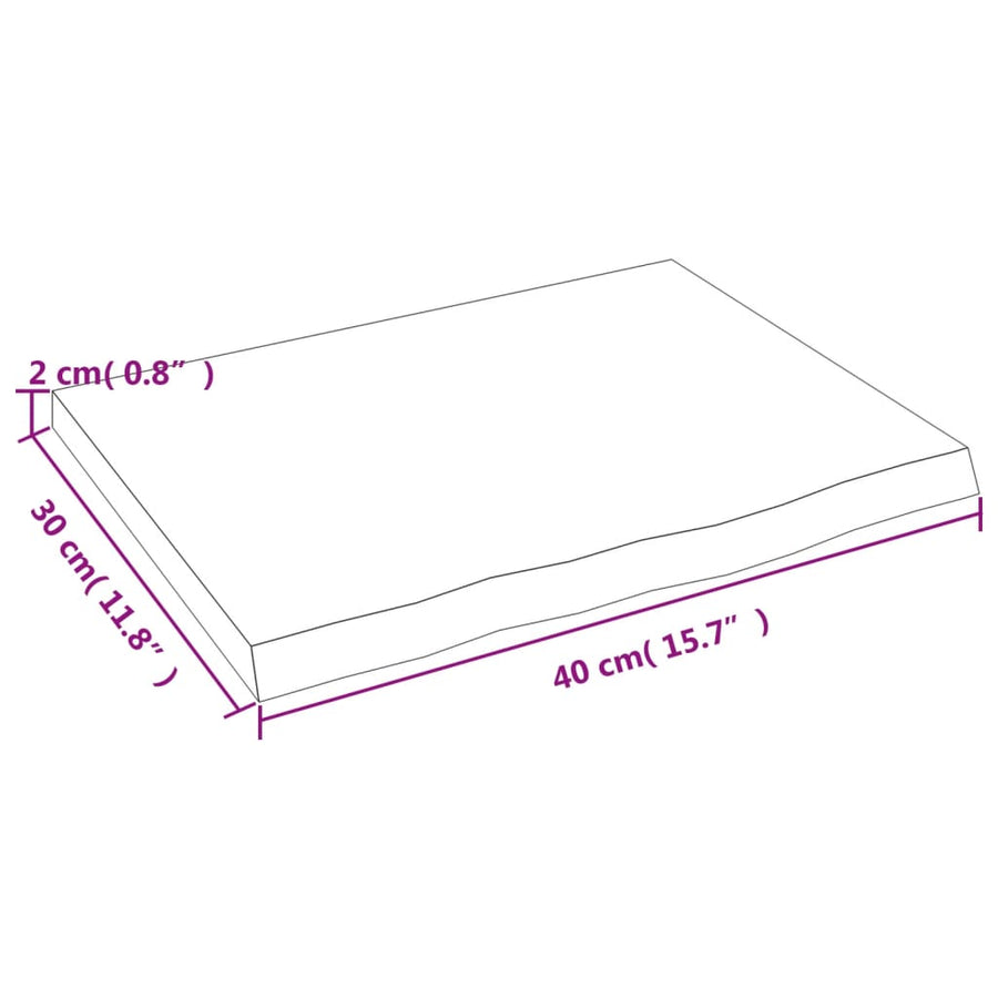 Wandschap 40x30x2 cm behandeld massief eikenhout lichtbruin 40 x 30 x 2 cm