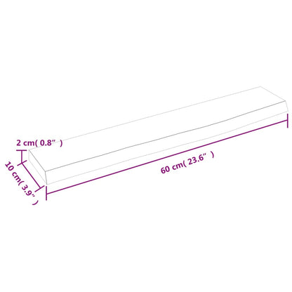 Wandschap 60x10x2 cm behandeld massief eikenhout lichtbruin 60 x 10 x 2 cm