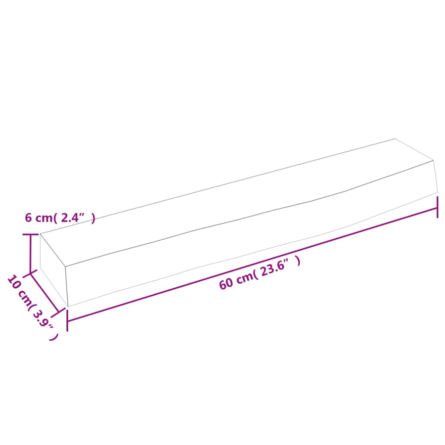 Wandschap 60x10x6 cm behandeld massief eikenhout lichtbruin 60 x 10 x 6 cm