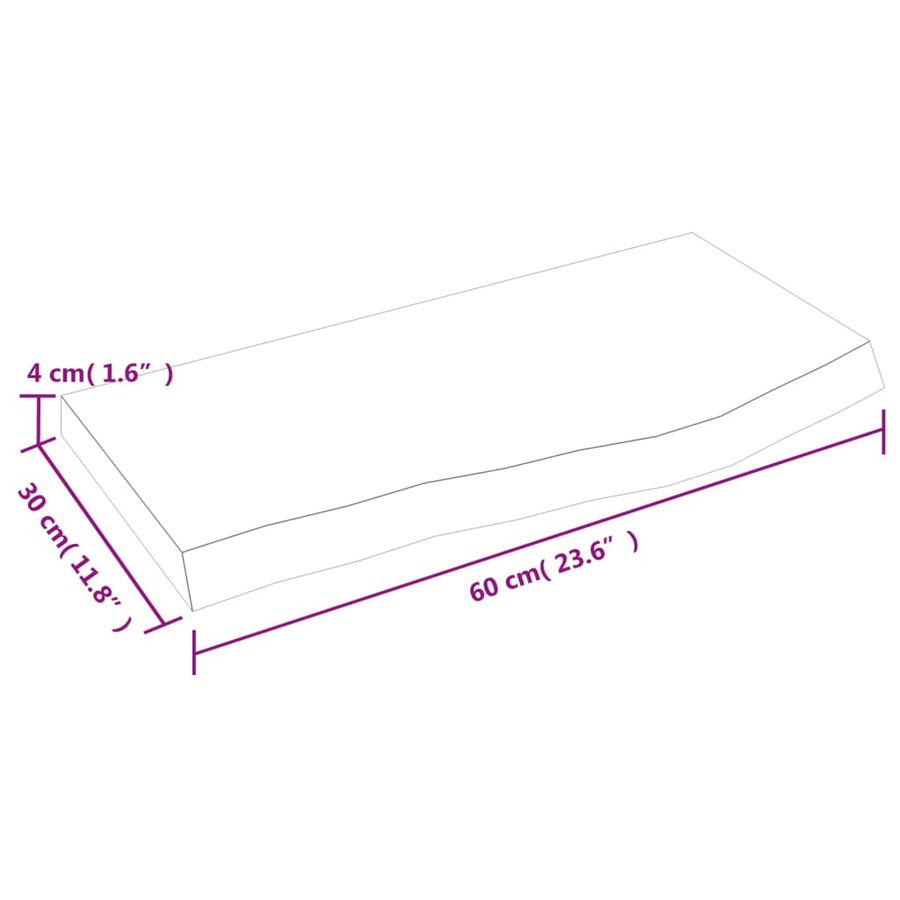 Wandschap 60x30x(2-4) cm behandeld massief eikenhout lichtbruin 60 x 30 x 4 cm