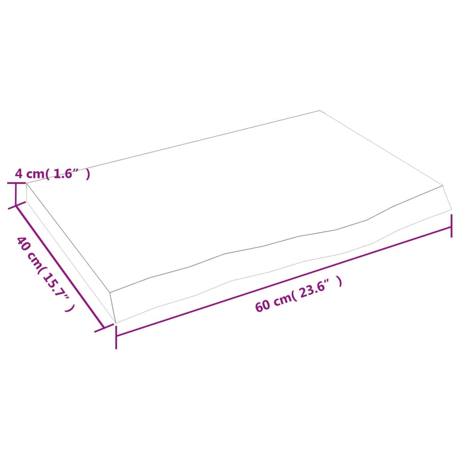 Wandschap 60x40x(2-4) cm behandeld massief eikenhout lichtbruin 60 x 40 x 4 cm