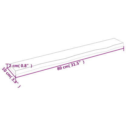 Wandschap Behandeld Massief Eikenhout Lichtbruin 80 x 10 x 2 cm