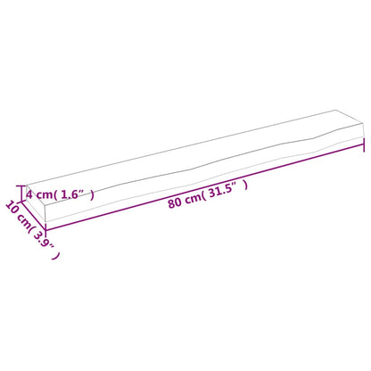 Wandschap 80x10x4 cm behandeld massief eikenhout lichtbruin 80 x 10 x 4 cm