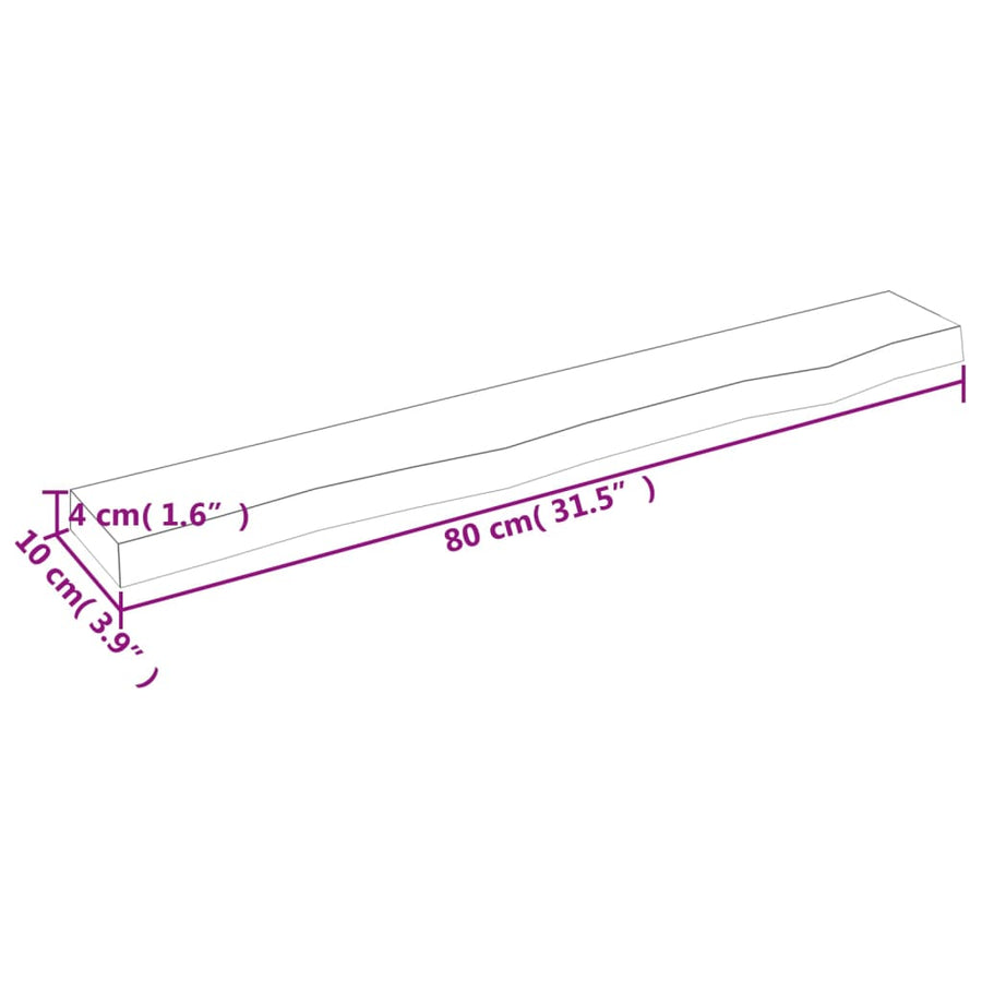 Wandschap 80x10x4 cm behandeld massief eikenhout lichtbruin 80 x 10 x 4 cm