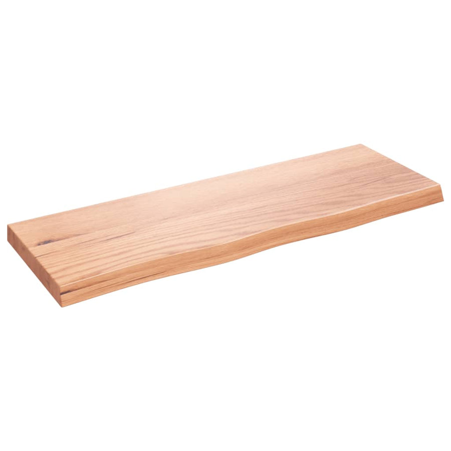 Wandschap 80x30x(2-4) cm behandeld massief eikenhout lichtbruin 80 x 30 x 4 cm