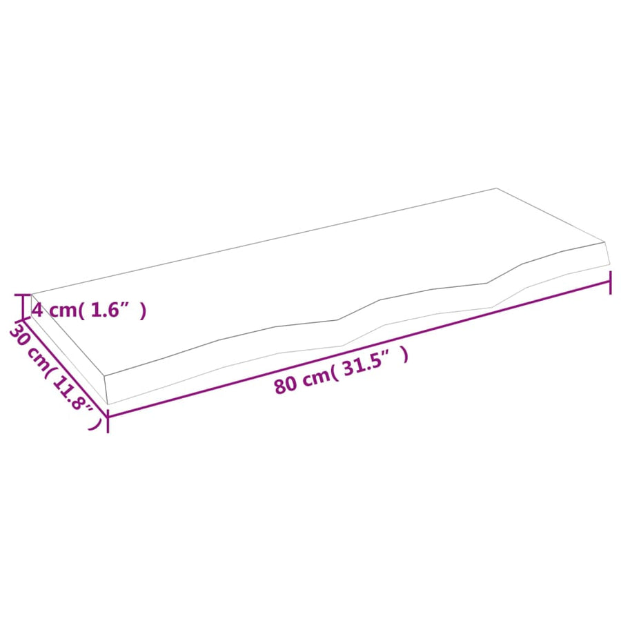 Wandschap 80x30x(2-4) cm behandeld massief eikenhout lichtbruin 80 x 30 x 4 cm
