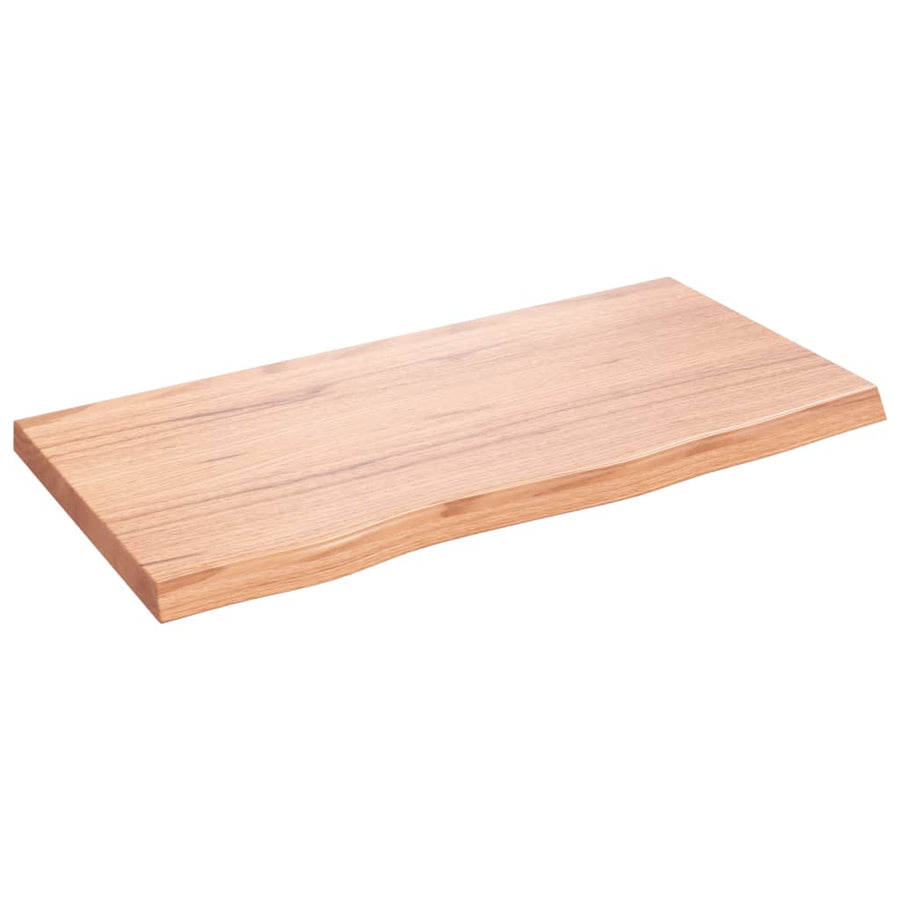 Wandschap 80x40x(2-4) cm behandeld massief eikenhout lichtbruin 80 x 40 x 4 cm