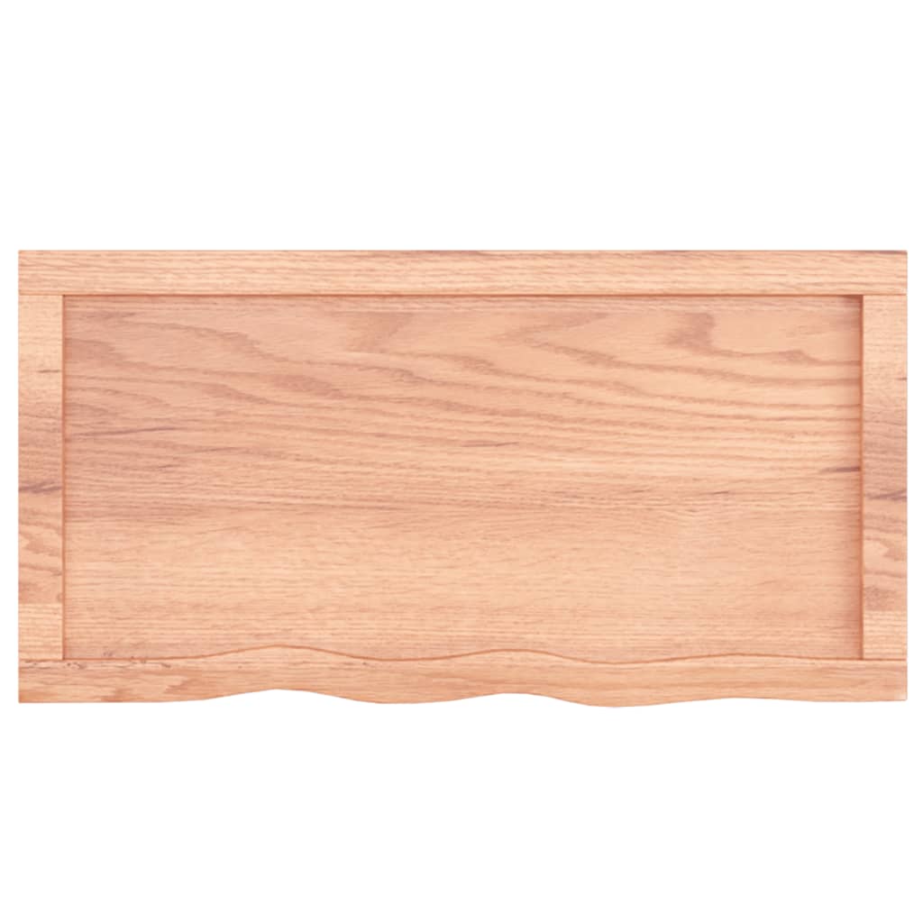 Wandschap 80x40x(2-6) cm behandeld massief eikenhout lichtbruin 80 x 40 x 6 cm