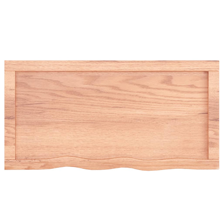 Wandschap 80x40x(2-6) cm behandeld massief eikenhout lichtbruin 80 x 40 x 6 cm