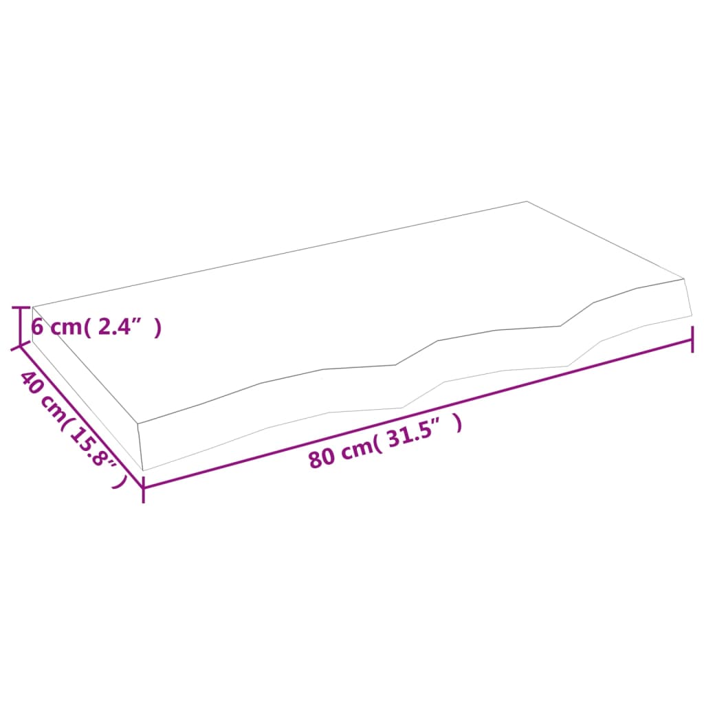 Wandschap 80x40x(2-6) cm behandeld massief eikenhout lichtbruin 80 x 40 x 6 cm