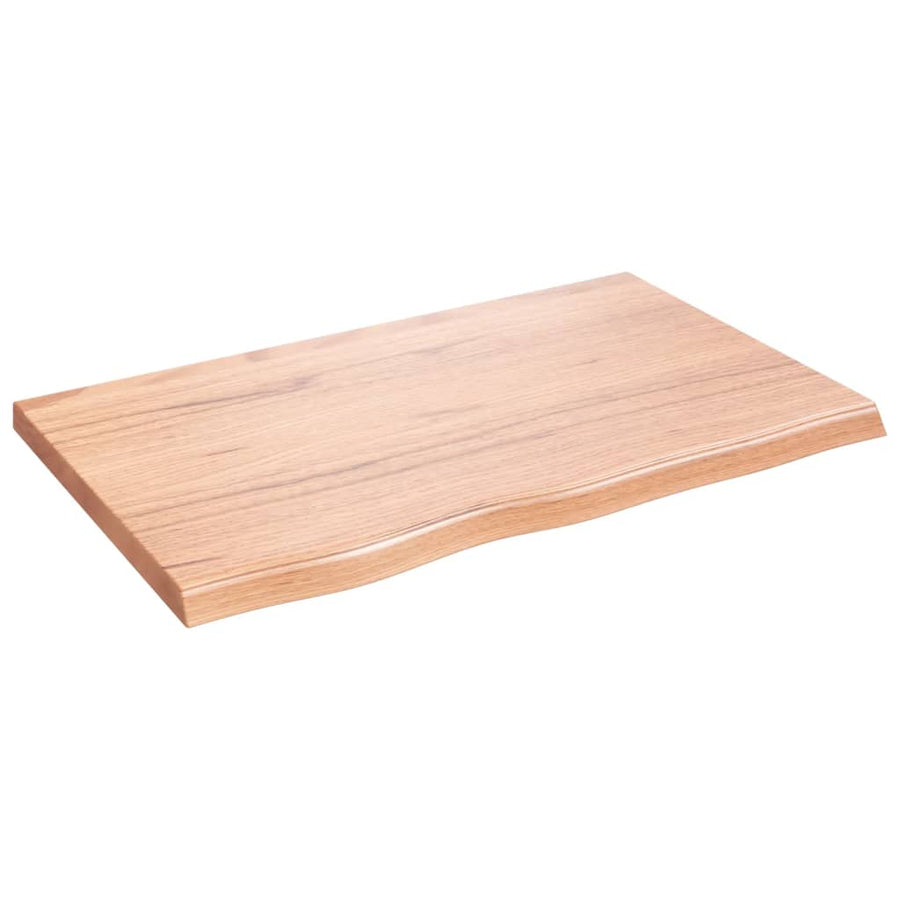 Wandschap 80x50x(2-4) cm behandeld massief eikenhout lichtbruin 80 x 50 x 4 cm