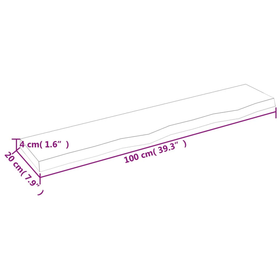 Wandschap 100x20x4 cm behandeld massief eikenhout lichtbruin 100 x 20 x 4 cm