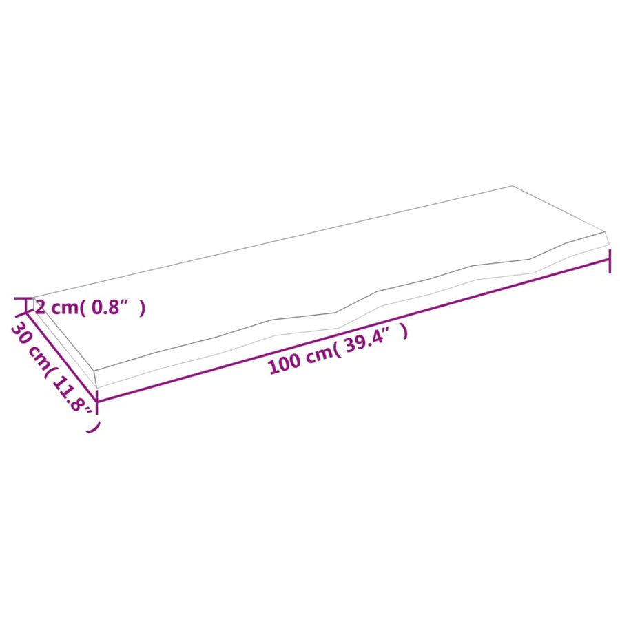 Wandschap 100x30x2 cm behandeld massief eikenhout lichtbruin 100 x 30 x 2 cm
