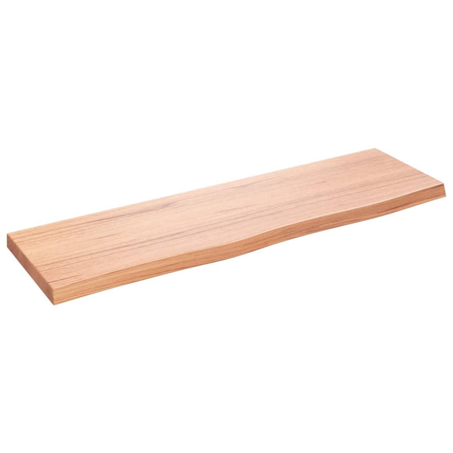 Wandschap 100x30x(2-4)cm behandeld massief eikenhout lichtbruin 100 x 30 x 4 cm