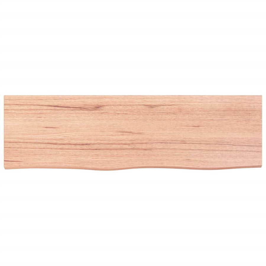 Wandschap 100x30x(2-4)cm behandeld massief eikenhout lichtbruin 100 x 30 x 4 cm