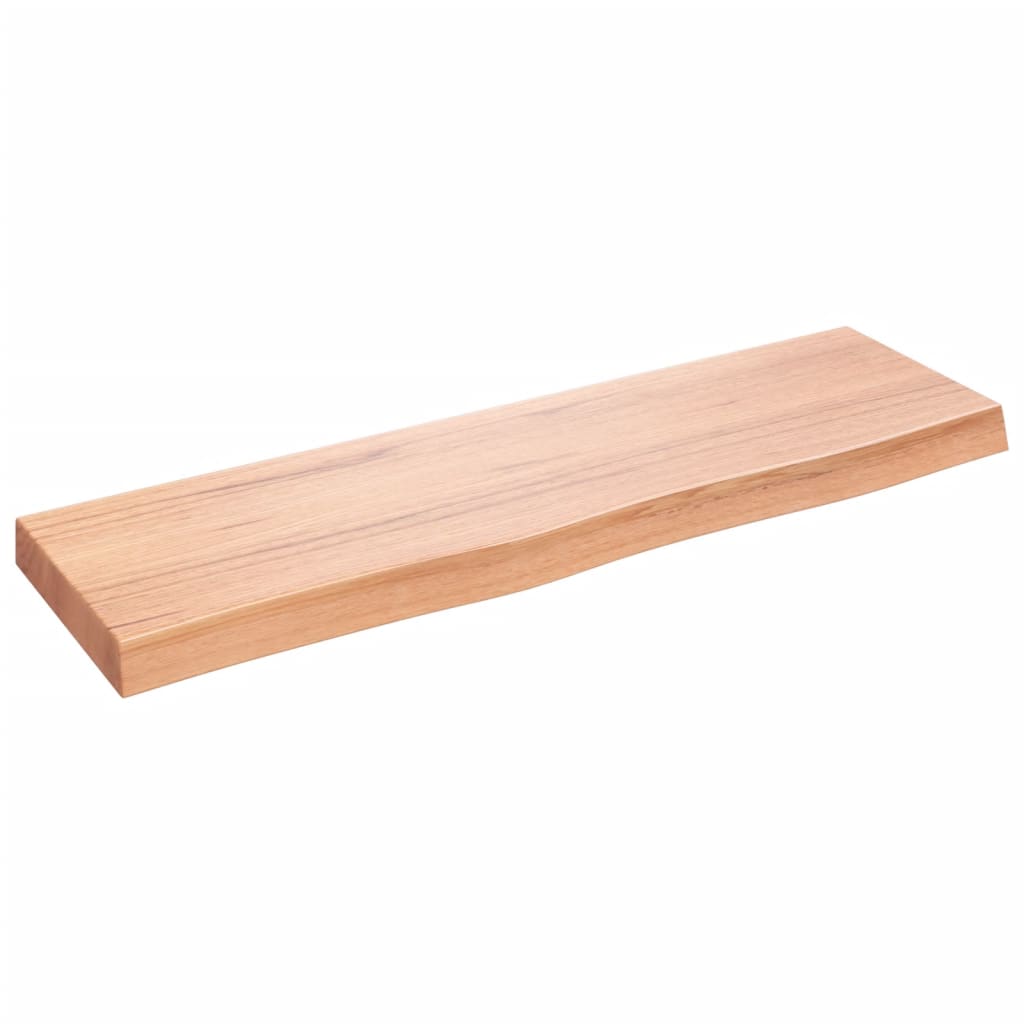 Wandschap 100X30X(2-6)Cm Behandeld Massief Eikenhout Lichtbruin 100 x 30 x 6 cm