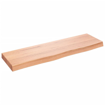 Wandschap 100X30X(2-6)Cm Behandeld Massief Eikenhout Lichtbruin 100 x 30 x 6 cm
