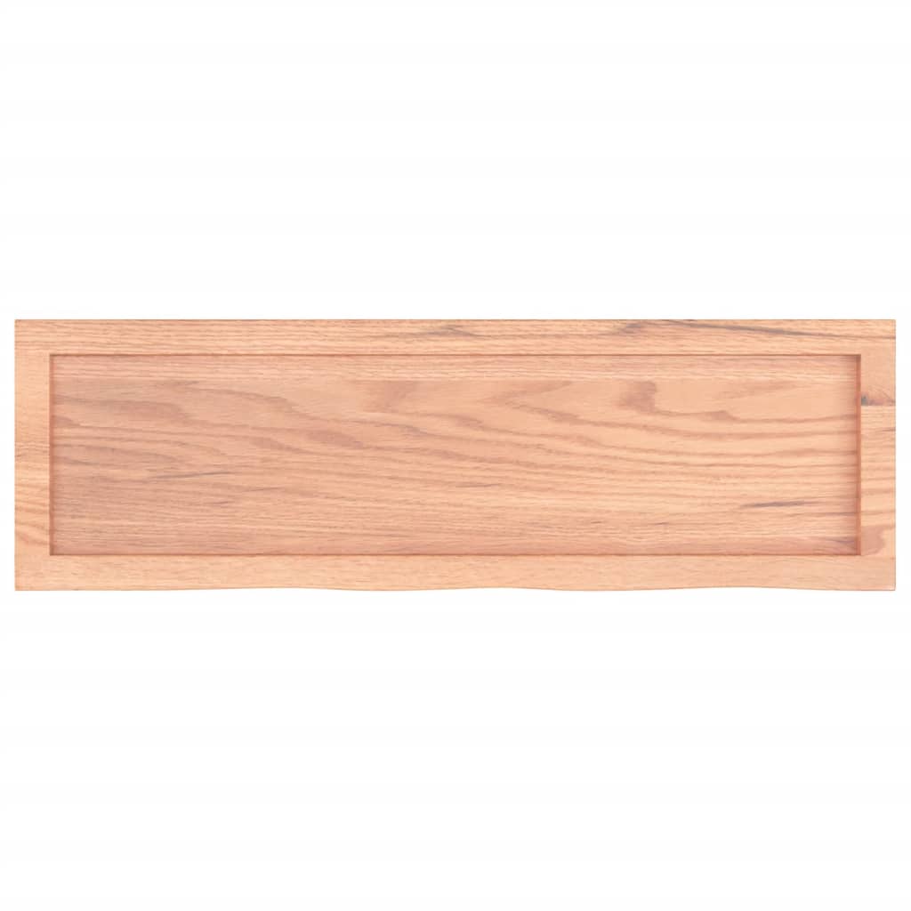 Wandschap 100X30X(2-6)Cm Behandeld Massief Eikenhout Lichtbruin 100 x 30 x 6 cm