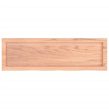 Wandschap 100X30X(2-6)Cm Behandeld Massief Eikenhout Lichtbruin 100 x 30 x 6 cm