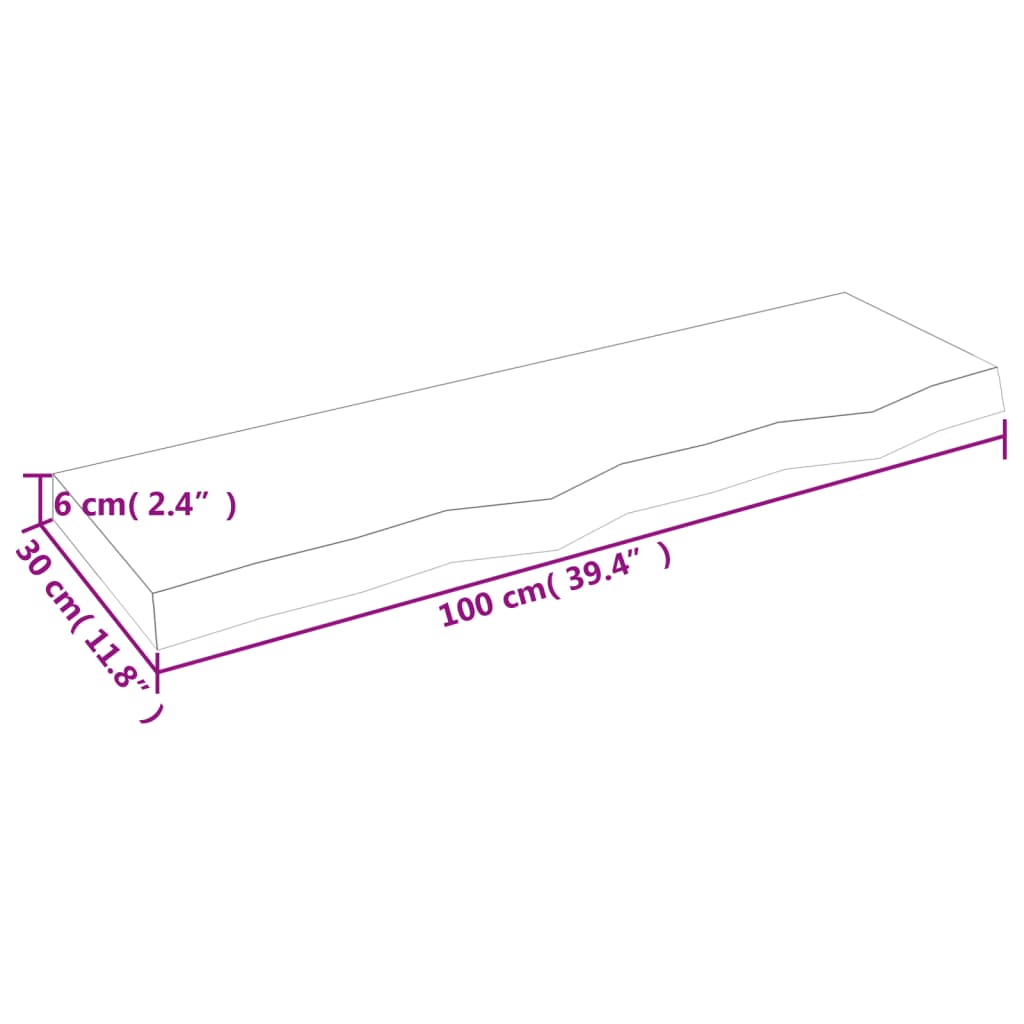 Wandschap 100X30X(2-6)Cm Behandeld Massief Eikenhout Lichtbruin 100 x 30 x 6 cm