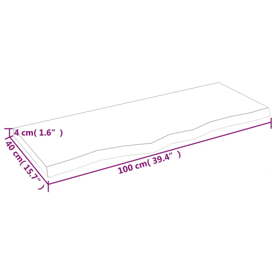 Wandschap 100x40x(2-4)cm behandeld massief eikenhout lichtbruin 100 x 40 x 4 cm