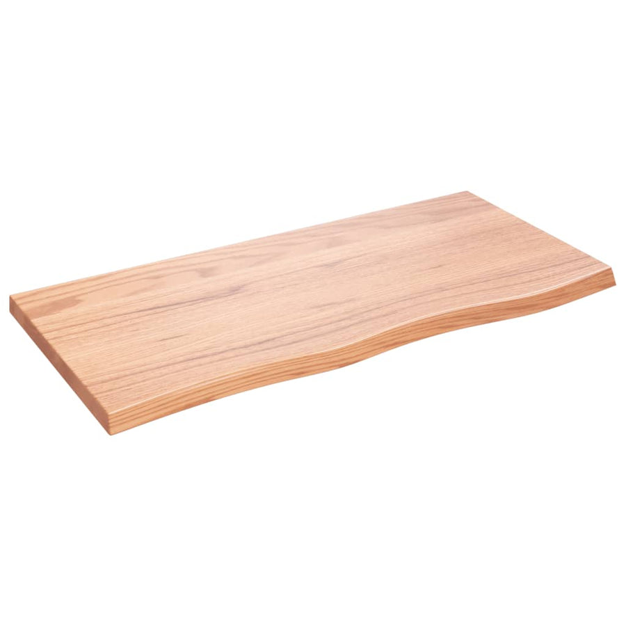 Wandschap 100x50x(2-4)cm behandeld massief eikenhout lichtbruin 100 x 50 x 4 cm