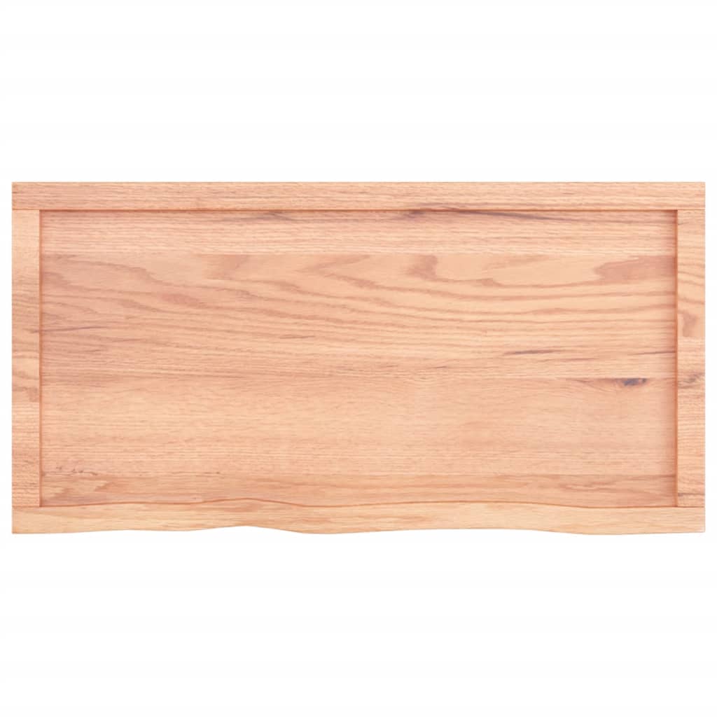 Wandschap 100x50x(2-4)cm behandeld massief eikenhout lichtbruin 100 x 50 x 4 cm