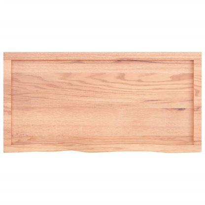 Wandschap 100x50x(2-4)cm behandeld massief eikenhout lichtbruin 100 x 50 x 4 cm