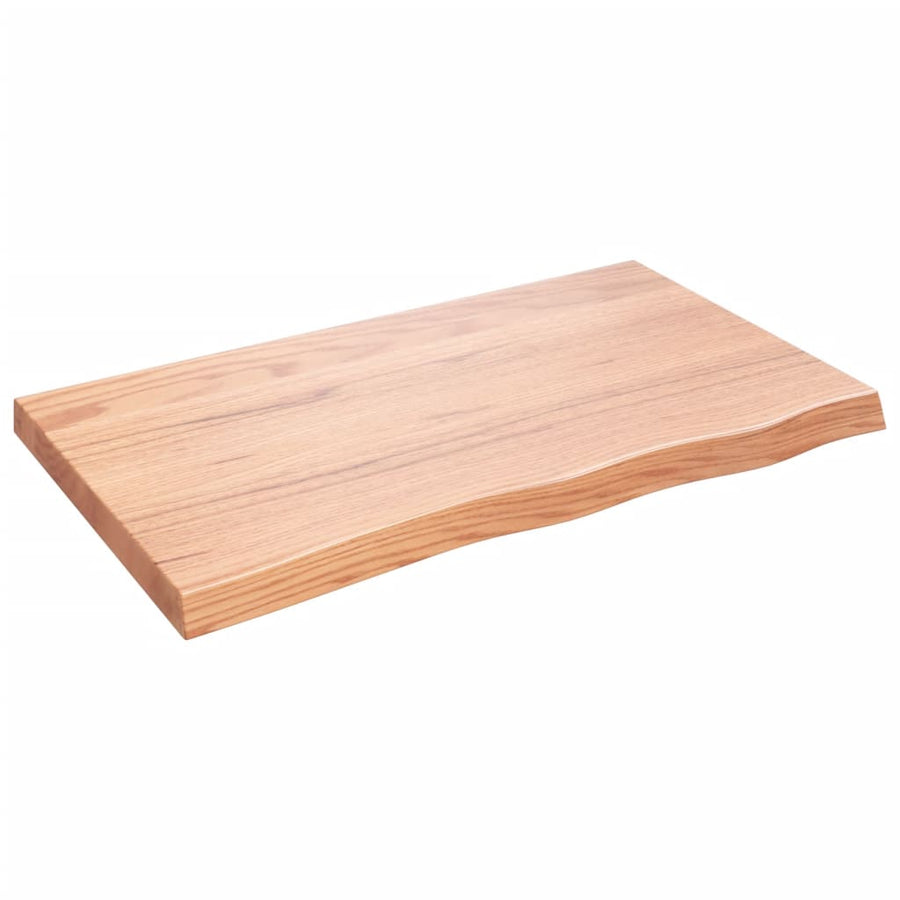 Wandschap 100x60x(2-6)cm behandeld massief eikenhout lichtbruin 100 x 60 x 6 cm