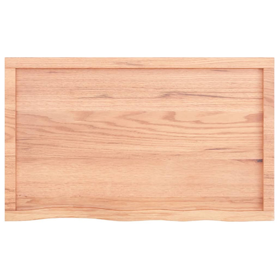 Wandschap 100x60x(2-6)cm behandeld massief eikenhout lichtbruin 100 x 60 x 6 cm