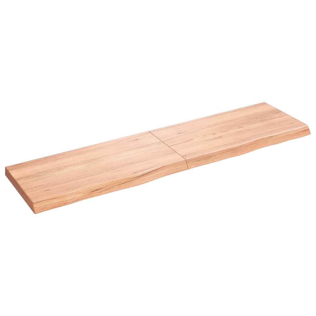 Wandschap 120X30X(2-4)Cm Behandeld Massief Eikenhout Lichtbruin 120 x 30 x 4 cm
