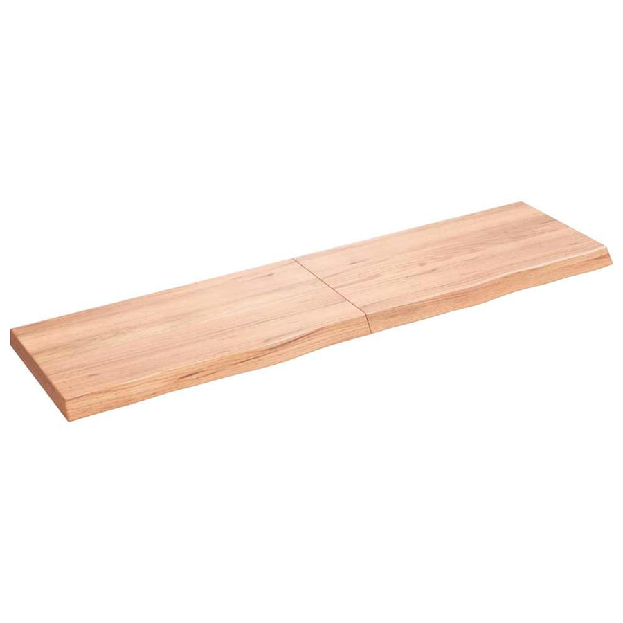 Wandschap 120X30X(2-4)Cm Behandeld Massief Eikenhout Lichtbruin 120 x 30 x 4 cm