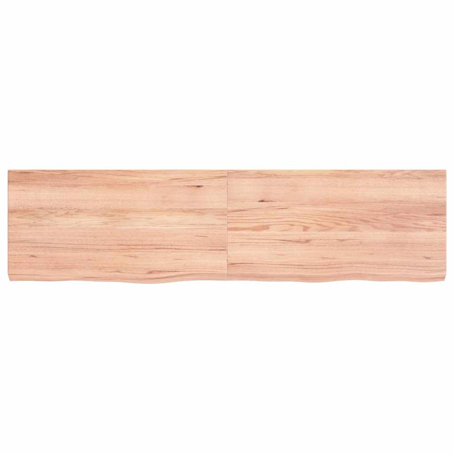 Wandschap 120X30X(2-4)Cm Behandeld Massief Eikenhout Lichtbruin 120 x 30 x 4 cm