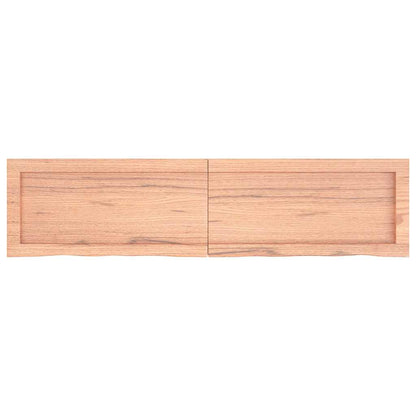 Wandschap 120X30X(2-4)Cm Behandeld Massief Eikenhout Lichtbruin 120 x 30 x 4 cm