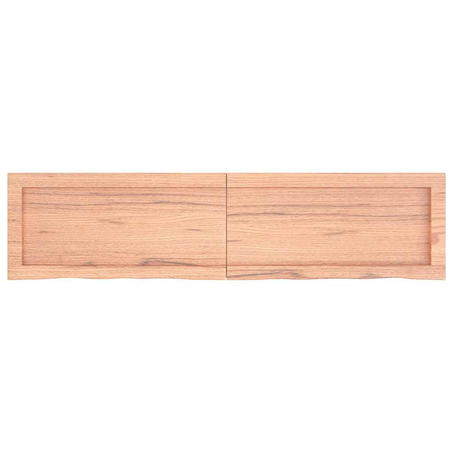 Wandschap 120X30X(2-4)Cm Behandeld Massief Eikenhout Lichtbruin 120 x 30 x 4 cm