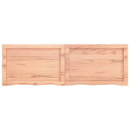Wandschap 120x40x(2-4)cm behandeld massief eikenhout lichtbruin 120 x 40 x 4 cm