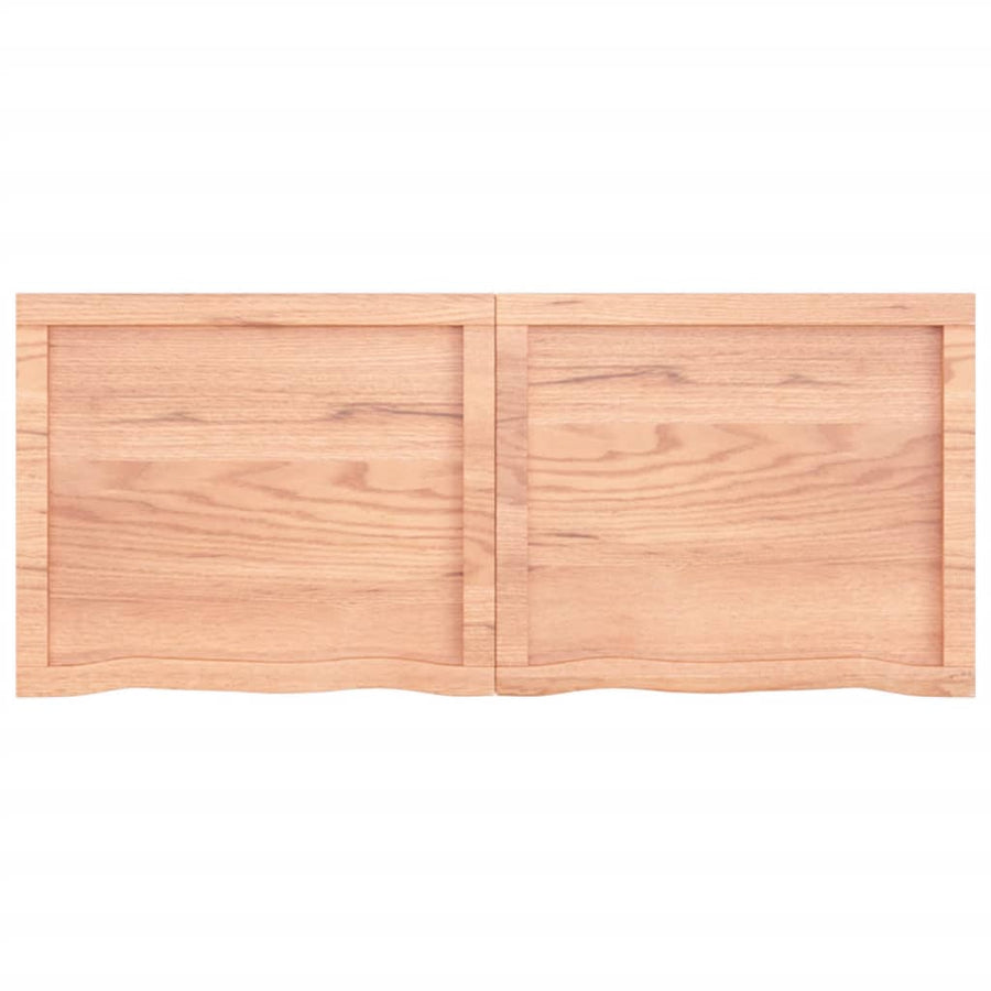Wandschap 120x50x(2-6)cm behandeld massief eikenhout lichtbruin 120 x 50 x 6 cm